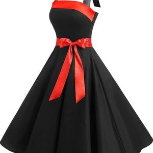 50s Vintage Cocktail Halter Dress Size L NEW